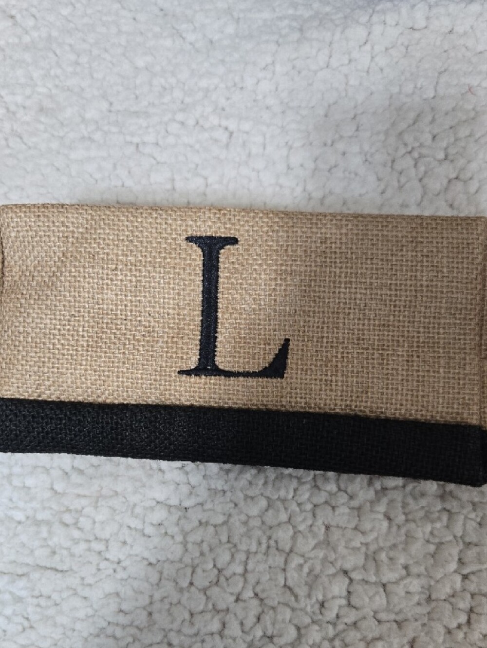 Monogram L Natural & Black Jute Tote Bag Set - Picture 8 of 9